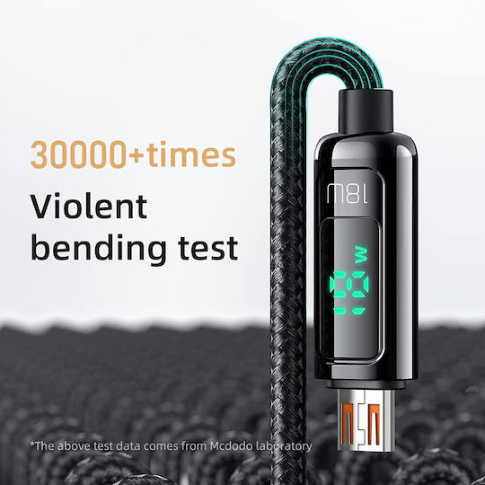 Mcdodo Braided / LED USB 2.0 to micro USB Cable Μαύρο 1.2m (CA-748)