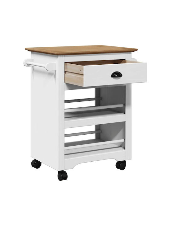 vidaXL Wooden Kitchen Rack 4 Tiers White 67.5x45x80cm