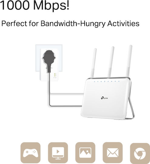 TP-LINK TL-PA7017P KIT v1 Powerline Wired with Passthrough Socket and Gigabit Ethernet Port