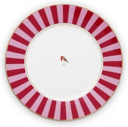 PiP Studio Love Birds Stripes Πιάτο Ρηχό από Πορσελάνη Red-Pink με Διάμετρο 26.5cm PiP Studio Love Birds Stripes Πιάτο Ρηχό από Πορσελάνη Red-Pink με Διάμετρο 26.5cm