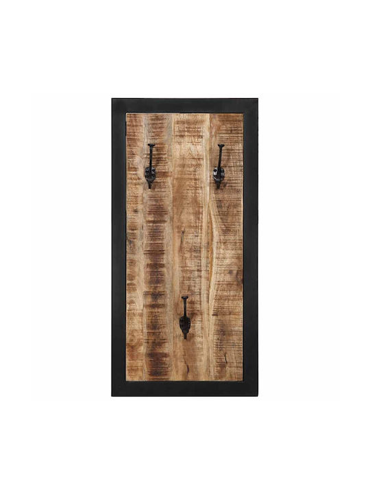 vidaXL Wooden Wall Hanger 6 Hooks Brown 40x2cm