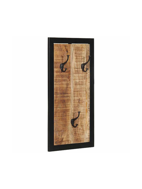 vidaXL Wooden Wall Hanger 6 Hooks Brown 40x2cm