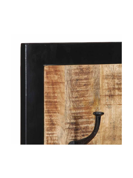 vidaXL Wooden Wall Hanger 6 Hooks Brown 40x2cm