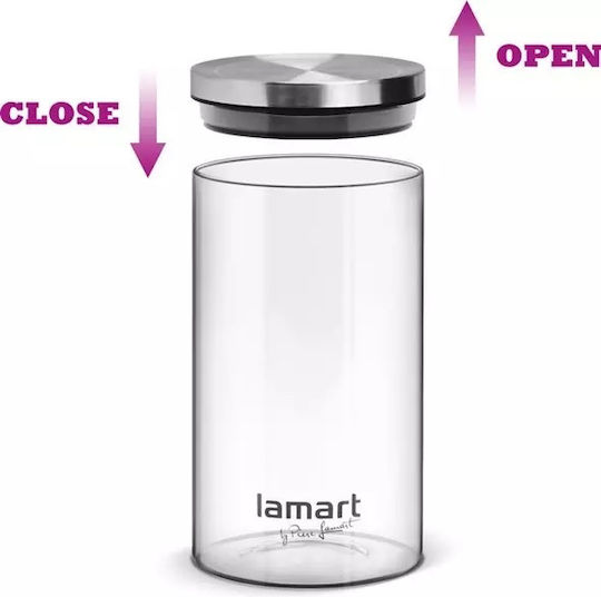 Lamart Set of 3 General Use Glass Jars with Airtight Lid Transparent 1700ml 3 Pieces