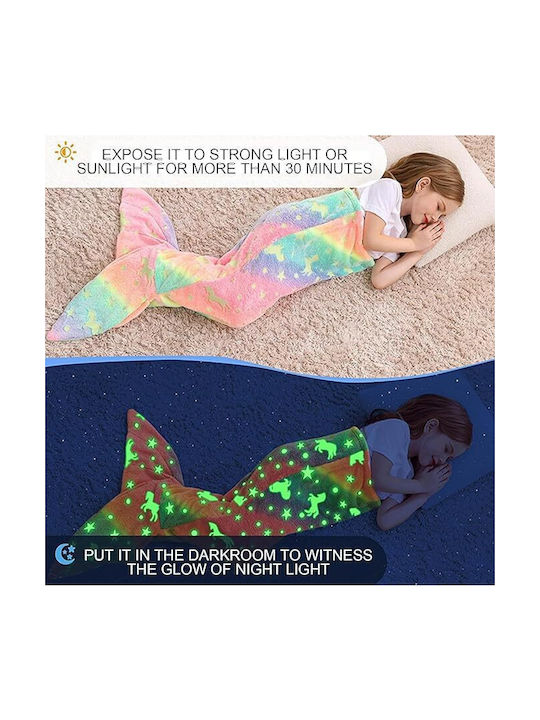 Blanket Tail Mermaid Glowing Pink 43x100cm