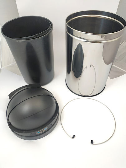 Ecosales Ecosales Waste Bin Bubble Puma made of Inox Steel with Sensor Silver 42lt