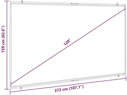 vidaXL Οθόνη Προβολής Projector Τοίχου με Λόγο Εικόνας 16:9 / 120"