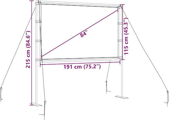 vidaXL Οθόνη Προβολής Projector Δαπέδου με Λόγο Εικόνας 16:9 / 84"
