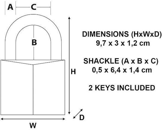 Master Lock 130EURDLJ Steel Padlock Lengthened with Key 30mm Yellow 1pcs