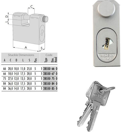 Cisa Steel Padlock Monoblock with Key 67mm 1pcs