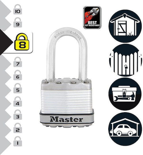 Master Lock Ατσάλινο Λουκέτο Πέταλο με Κλειδί 45mm Ασημί