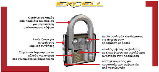 Master Lock Ατσάλινο Λουκέτο Πέταλο με Κλειδί 45mm Ασημί