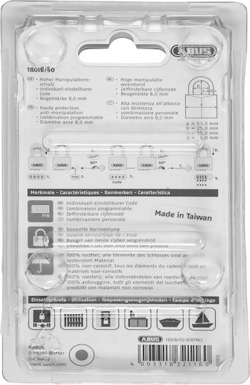 Abus Lăcăt Potcoavă Combinație 50mm 1buc