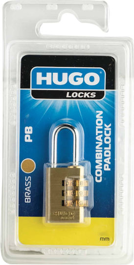 Hugo Locks PB20 Steel Padlock Brass Combination 20mm 1pcs