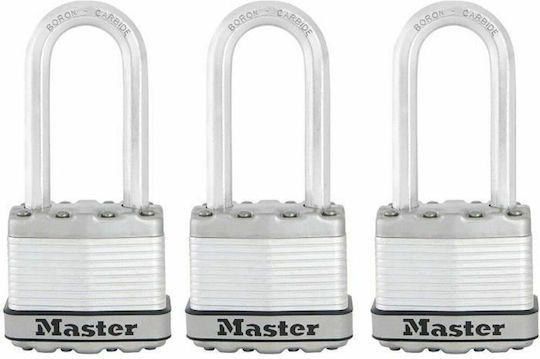 Master Lock Ατσάλινο Λουκέτο Μακρύλαιμο με Κλειδί 45mm Ασημί 16τμχ