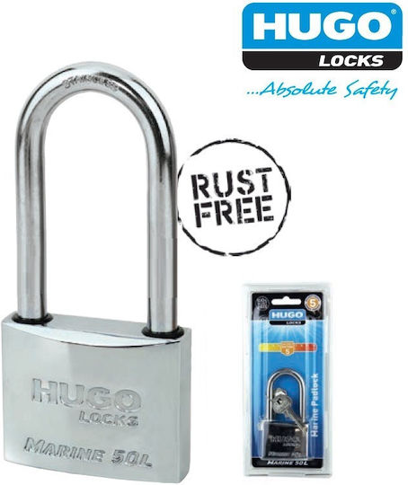 Hugo Locks Marine L Ατσάλινο Λουκέτο Μακρύλαιμο με Κλειδί 40mm