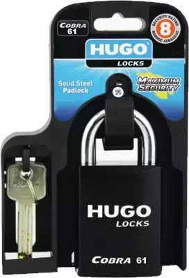 Hugo Locks Cobra 61 Steel Padlock Brass with Key 61mm Black 1pcs