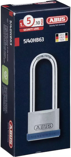 Abus 5/40HB63 Steel Padlock Lengthened with Key 42.4mm Silver 1pcs