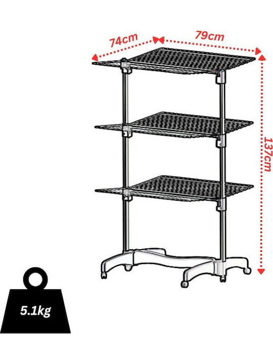 Filplast Aluminum Folding Floor Clothes Drying Rack with Hanging Length 40m