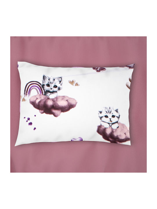 Printed Baby Pillowcase Kitten 561 35x45 Mauve 100% Cotton