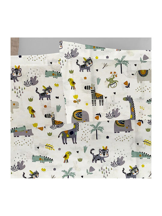 Dimcol Zoo Kids Cotton Pillowcase 50x70cm White-grey