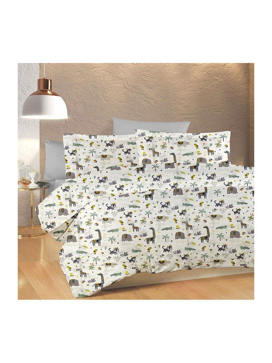 Dimcol Zoo Kids Cotton Pillowcase 50x70cm White-grey