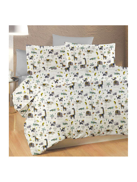 Dimcol Zoo Kids Cotton Pillowcase 50x70cm White-grey