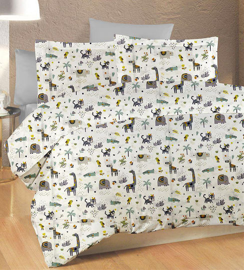 Dimcol Zoo Față de pernă pentru copii din bumbac 100% 50x70cm White-grey
