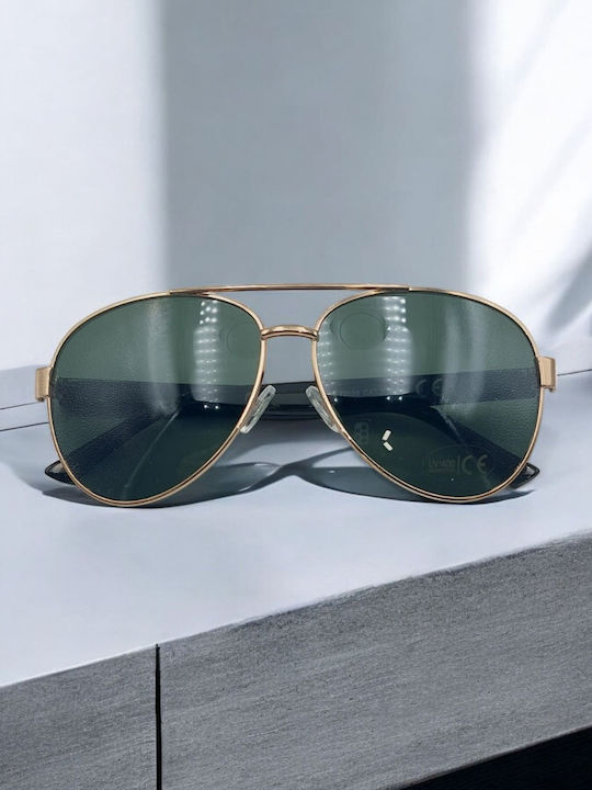 Dasoon Vision Unisex Sunglasses with Gold Frame and Green Lens 2478051