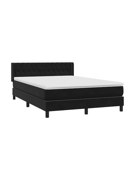Vidaxl Κρεβάτι Boxspring Στρώμα Μαύρο 160x210cm Βελούδινο 1 Τεμ Διπλό Μαύρο
