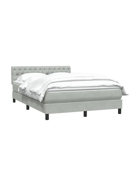 Vidaxl Boxspringbett Matratze Hellgrau 160x210cm Samt 1 Stk Doppelbett Grau