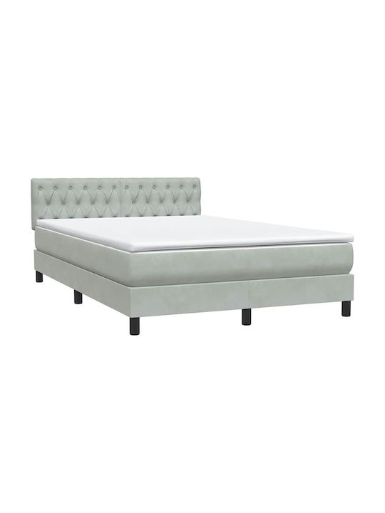 Vidaxl Boxspringbett Matratze Hellgrau 160x210cm Samt 1 Stk Doppelbett Grau