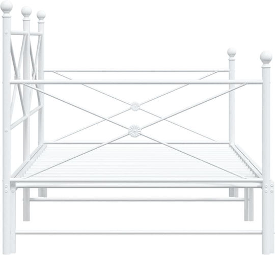 Kinderbett Doppelbett Metall Weiß mit Lattenrost für Matratze 107x203cm