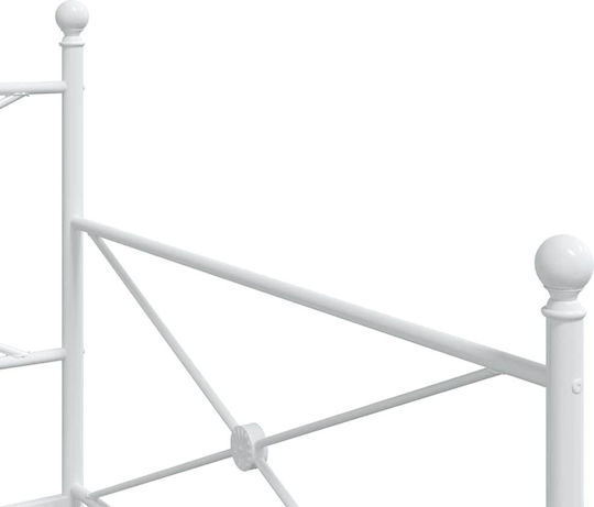 Kinderbett Doppelbett Metall Weiß mit Lattenrost für Matratze 107x203cm