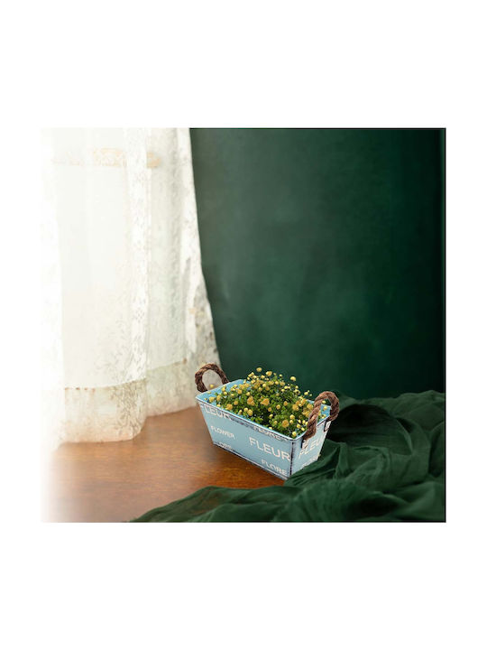 Uncle George Vintage Planter Metal Light Blue 22x12.5x10cm.