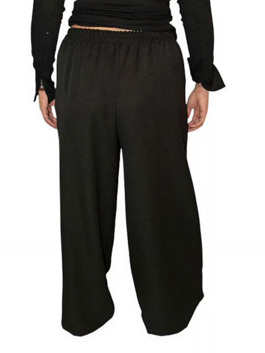 Morena Spain Women's Fabric Trousers with Elastic in Regular Fit Black