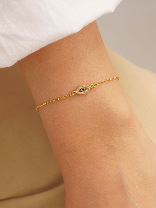 Excite-Fashion Bracelet Chain with design Eye made of Silver Gold Plated with Zircon