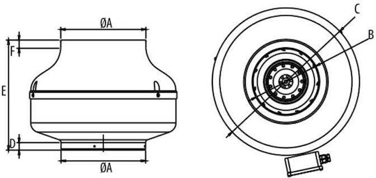 Dospel Industrial Duct Fan with Speed Controller Wk Bldc Φ200mm 80w 1300m3/h 6650079251