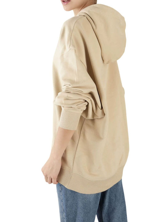 Calvin Klein Women's Long Hooded Sweatshirt Beige