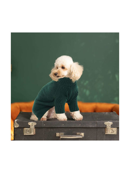 Warm Winter Sweater Turtleneck Dogs Size M Green
