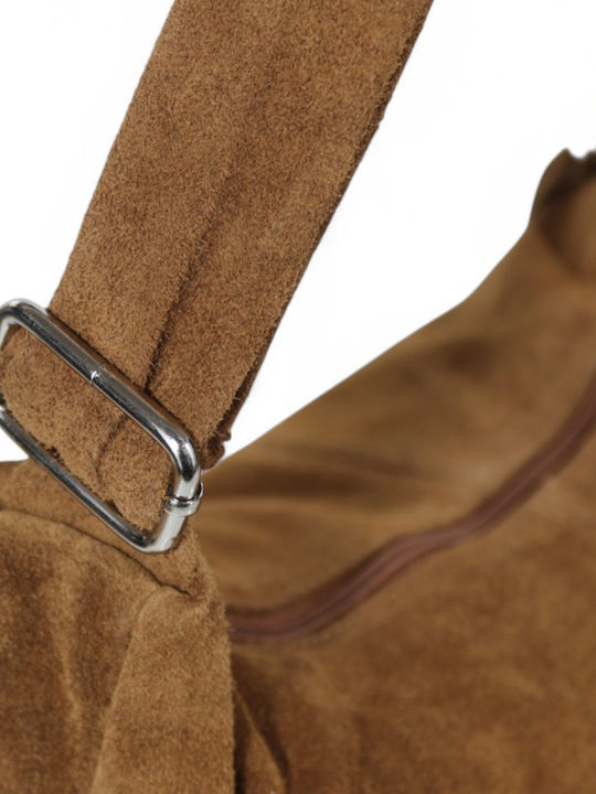 Damentasche und Handtaschen aus Leder Schulter Crossbody Wildleder Tabac Braun