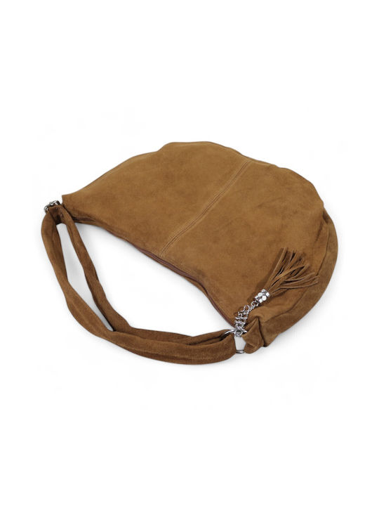 Damentasche und Handtaschen aus Leder Schulter Crossbody Wildleder Tabac Braun