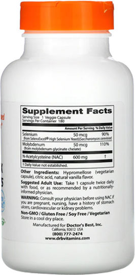 Doctor's Best NAC Detox Regulators Seleno Excell 180 Kräuterkapseln