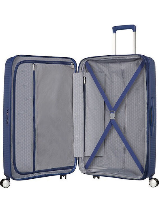 American Tourister Soundbox Large Hard Suitcase Midnight Navy With 4 Wheels Height 77cm