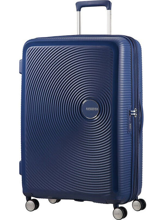 American Tourister Soundbox Large Hard Suitcase Midnight Navy With 4 Wheels Height 77cm