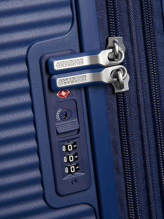 American Tourister Soundbox Large Hard Suitcase Midnight Navy With 4 Wheels Height 77cm