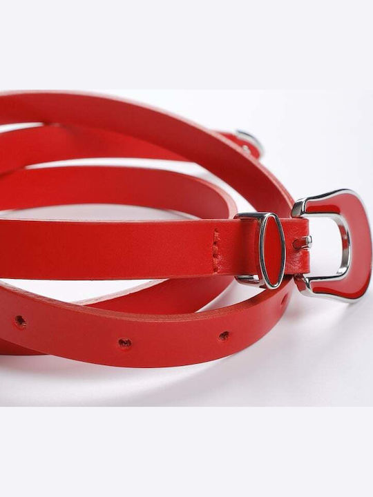 Leather Women's Belt Red