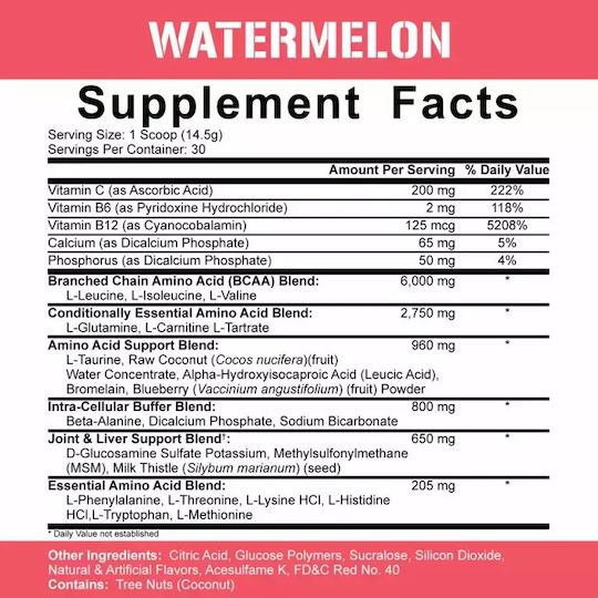 Rich Piana 5% Nutrition All Day You May 10:1:1 BCAA 450gr Watermelon