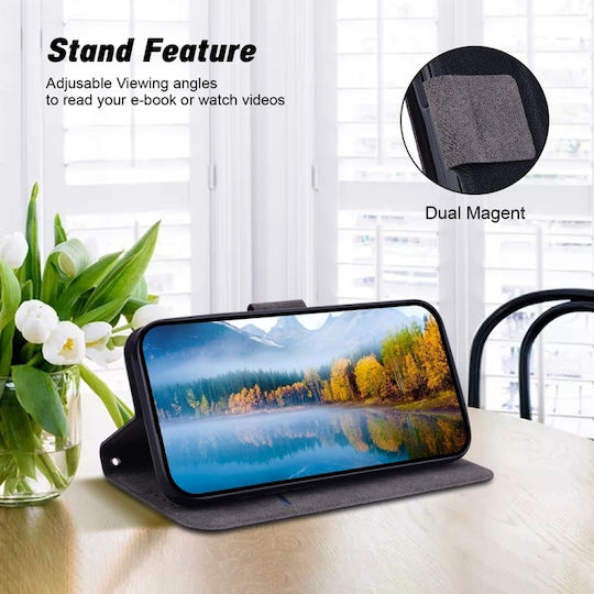 4g Global Ultra-thin Voltage Magnetic Back Cover Leather / Synthetic Leather / Silicone with Strap Black (Realme C67)