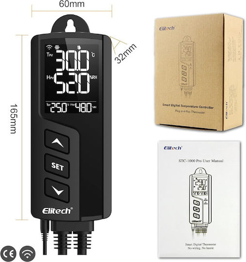 Elitech Thermostat Temperaturregler Feuchtigkeits-Temperatursteuerung Steckdosen 220V Sensorfühler